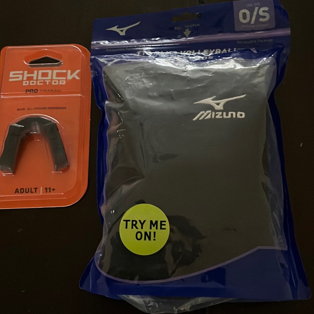 Volleyball knee pads, mouthguard and case